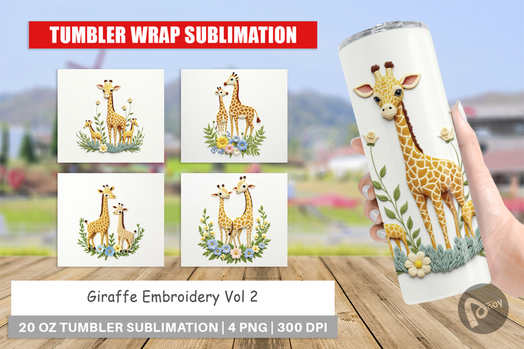 Tumbler Giraffe Embroidery