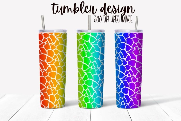 Rainbow Giraffe Print Tumbler Wrap Design example image 1