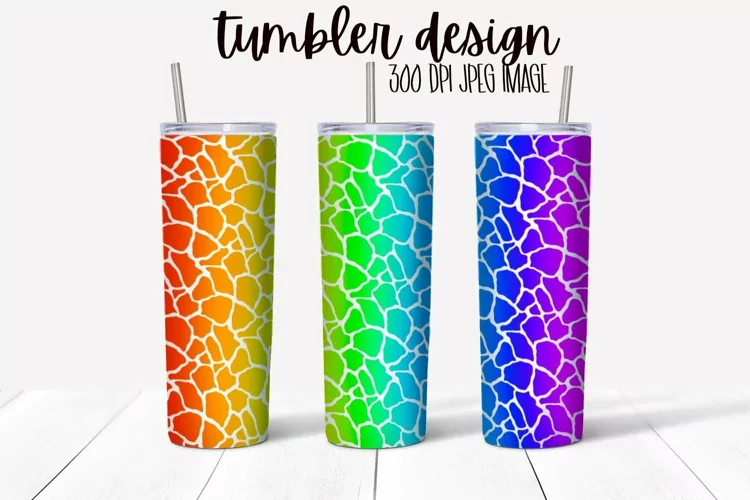 Rainbow Giraffe Print Tumbler Wrap Design