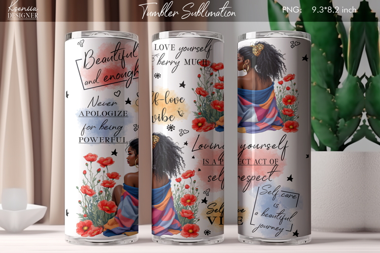 Love Yourself |Positive Quotes |Mental Health | Girl Tumbler