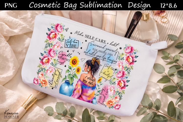 Feminine Self Care Motivation Quote Cosmetic Bag Sublimation
