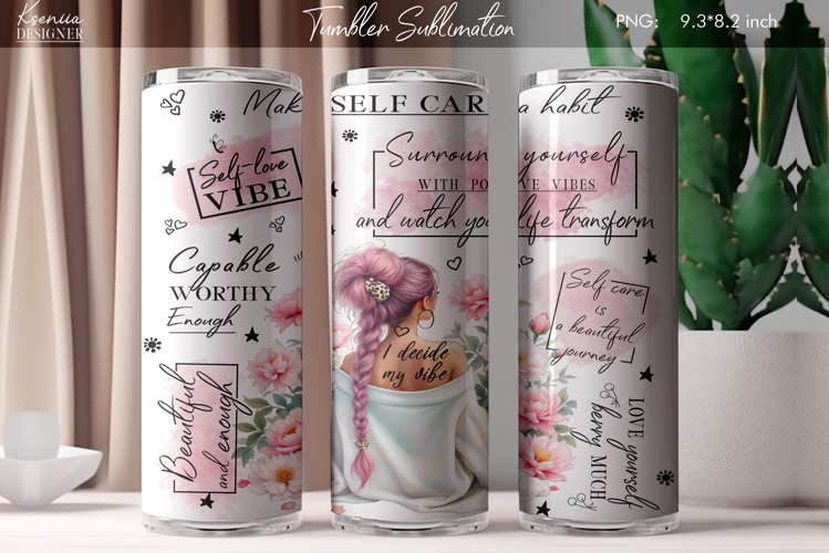 Love Yourself |Positive Quotes |Mental Health | Girl Tumbler