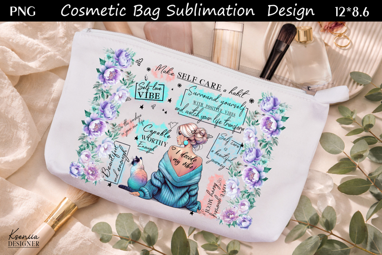 Feminine Self Care Motivation Quote Cosmetic Bag Sublimation