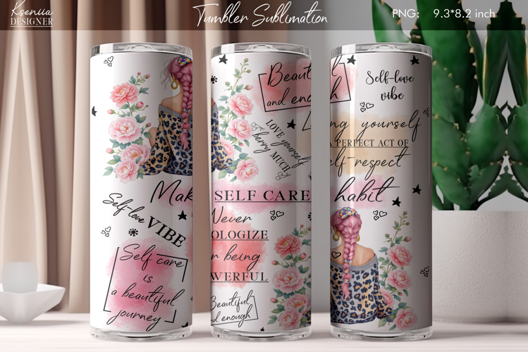 Love Yourself |Positive Quotes |Mental Health | Girl Tumbler