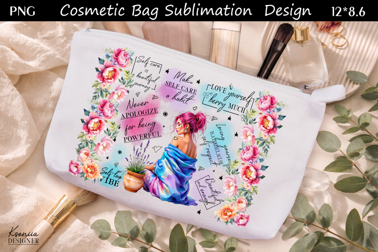 Feminine Self Care Motivation Quote Cosmetic Bag Sublimation