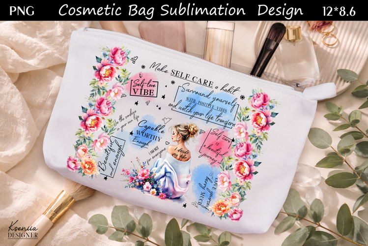 Feminine Self Care Motivation Quote Cosmetic Bag Sublimation