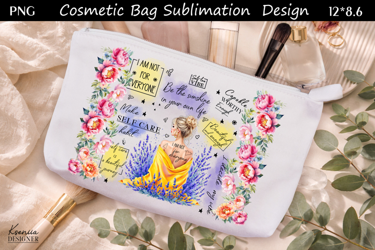 Feminine Self Care Motivation Quote Cosmetic Bag Sublimation