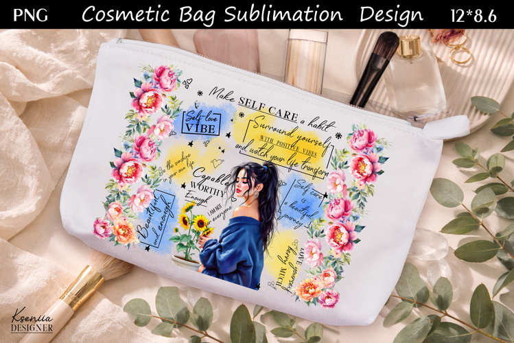 Feminine Self Care Motivation Quote Cosmetic Bag Sublimation