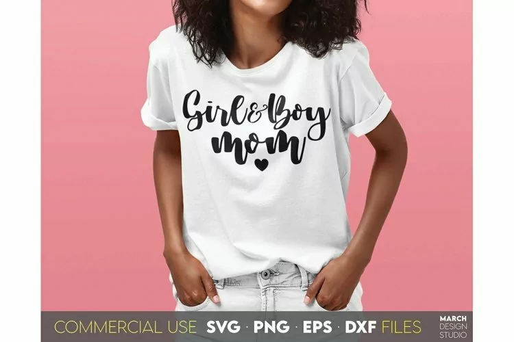 Girl And Boy Mom | Mom Heart | Mom Love PNG