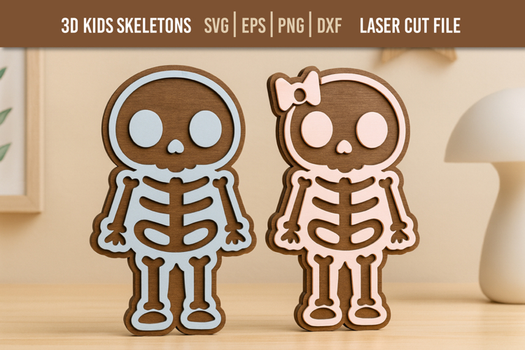 Boy and Girl Skeletons for Halloween Party and Birthday SVG