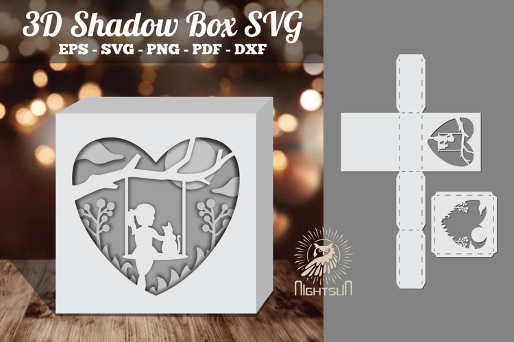 Girl and Cat 3D Papercut Shadow Box SVG