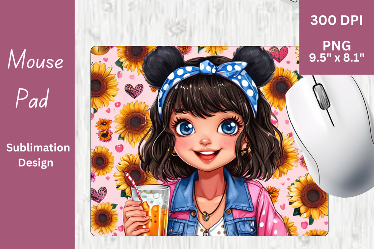 Bear Girl Sublimation PNG for Mouse Pad 3