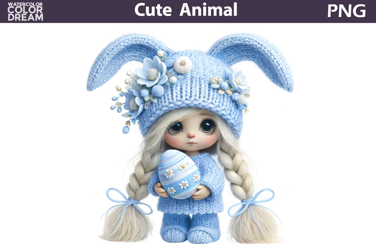 Baby Girl Easter Clipart | Bunny Ears Eggs Sublimation