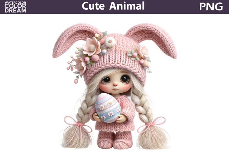 Baby Girl Easter Clipart | Bunny Ears Eggs Sublimation