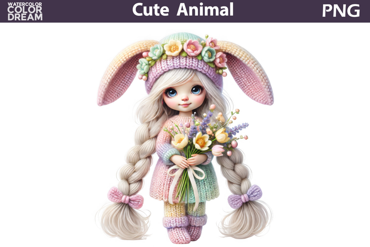 Baby Girl Easter Clipart | Bunny Ears Eggs Sublimation