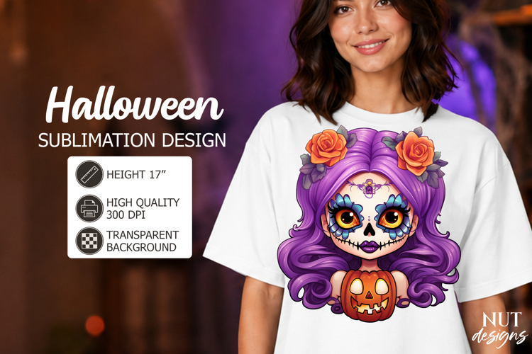 Sugar Skull Girl Halloween sublimation calavera girl