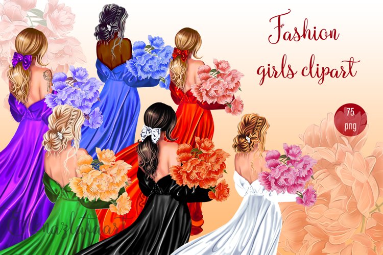 Fashion Valentines Clipart, Flower Bouquet