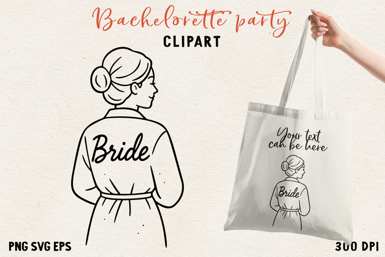 Bachelorette Party Line Art Clipart Bride SVG PNG EPS