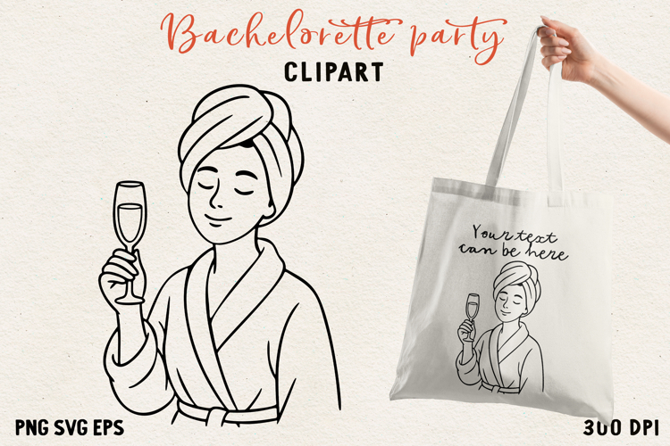 Bachelorette Party Line Art Clipart Bride SVG PNG EPS