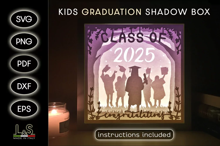 Girl Graduate Lightbox Svg | 5th Grade Graduation Shadow Box