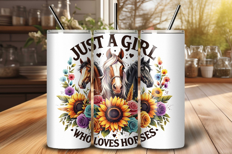 Horse Lover 20 oz Tumbler Wrap PNG, Sublimation Design