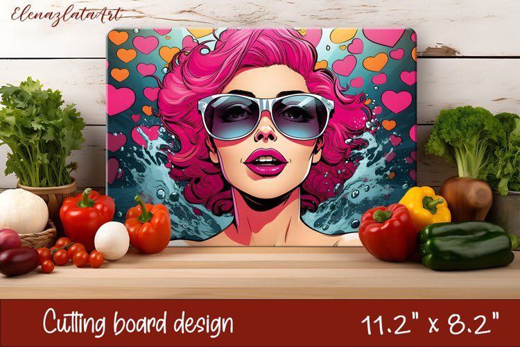 Romantic sumer girl Cutting Board Sublimation example image 1