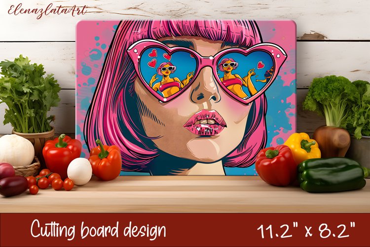 Romantic sumer girl Cutting Board Sublimation example image 1