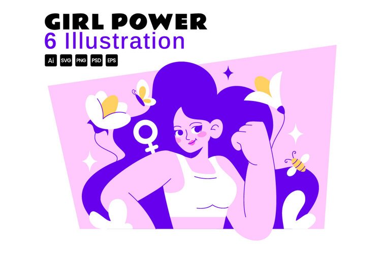 6 Girl Power Vector Illustration example image 1