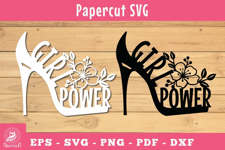 Girl Power Papercut SVG, Flower Heels SVG 1