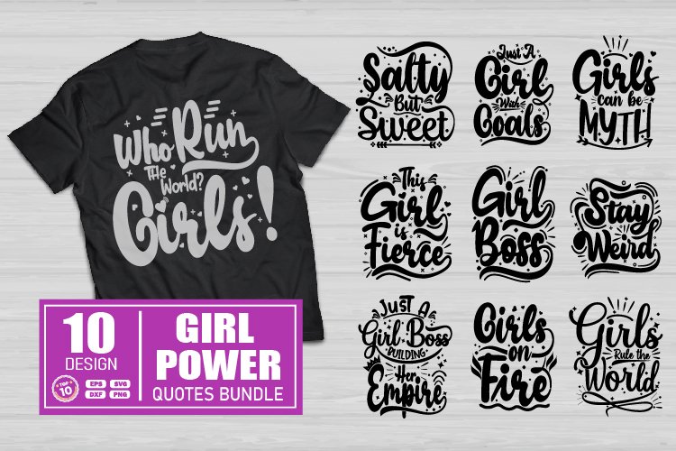 Girl power quotes SVG bundle - Girl quotes SVG,EPS,DXF,PNG example image 1