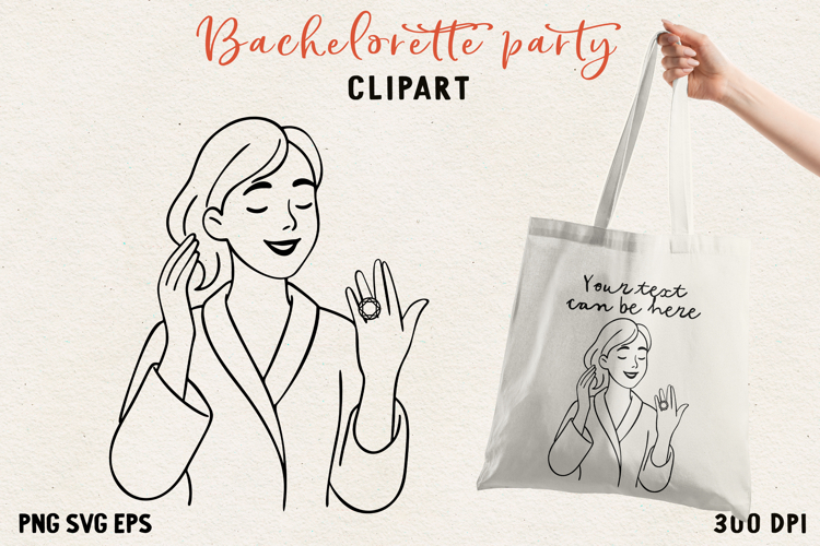Bachelorette Party Line Art Clipart Bride SVG PNG EPS