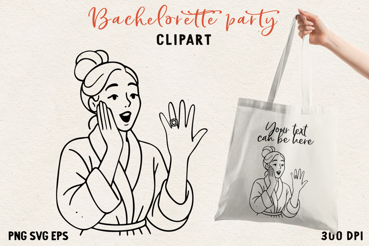 Bachelorette Party Line Art Clipart Bride SVG PNG EPS