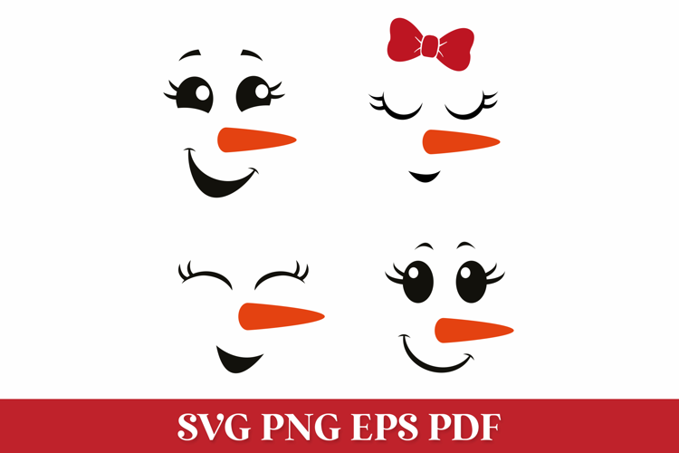 Girl Snowman Faces SVG Cut Files for Cricut and Silhouette