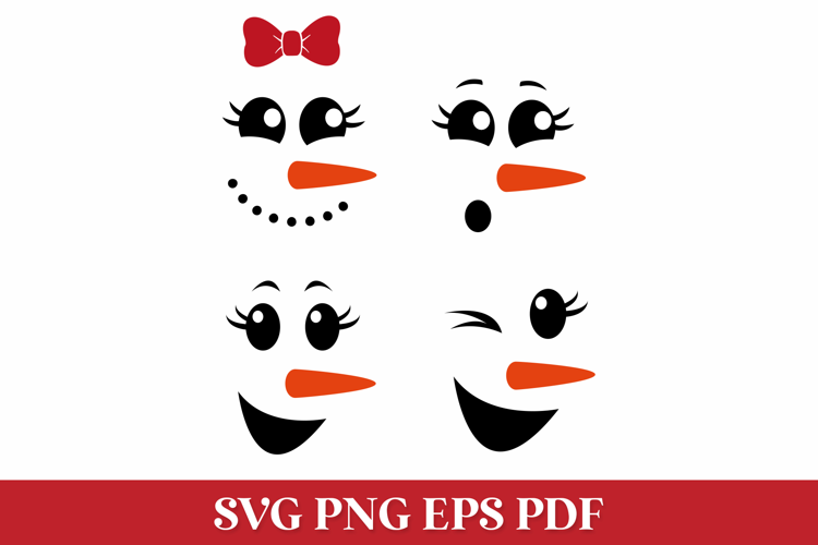 Girl Snowman Faces SVG Cut Files for Cricut and Silhouette
