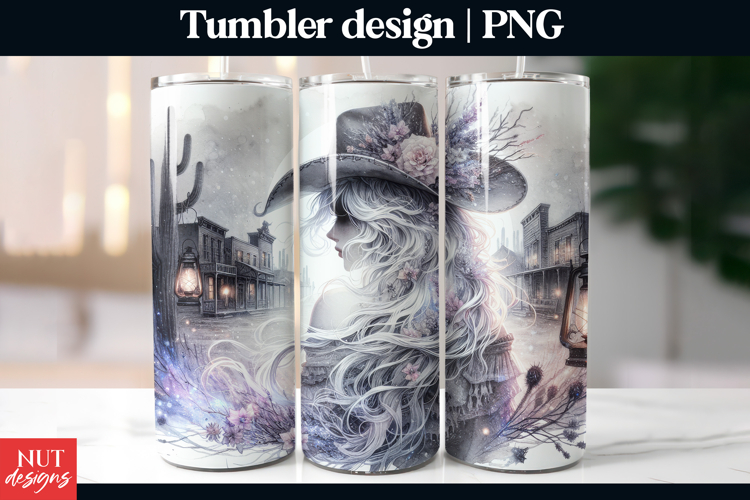 Cowgirl tumbler, woman tumbler wrap, Western Floral Cowgirl
