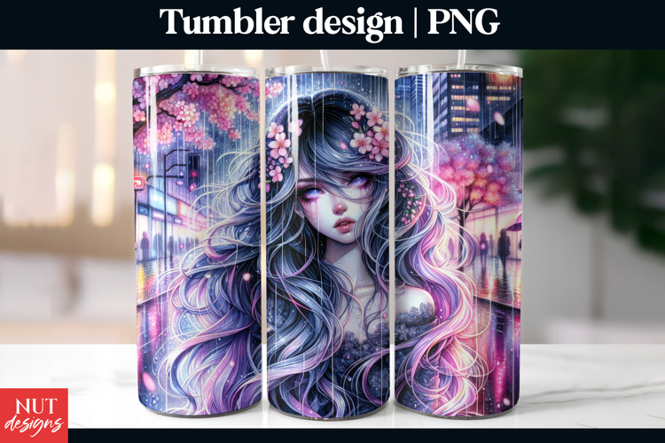 Anime Girl Sakura Tumbler Wrap Glamour girl tumbler 20oz