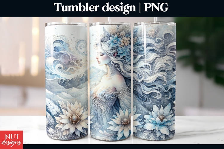 Winter Ice Queen Tumbler PNG Elegant Snow queen sublimation