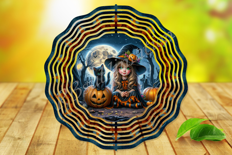 Cute Witch Halloween Wind Spinner PNG Sublimation Design