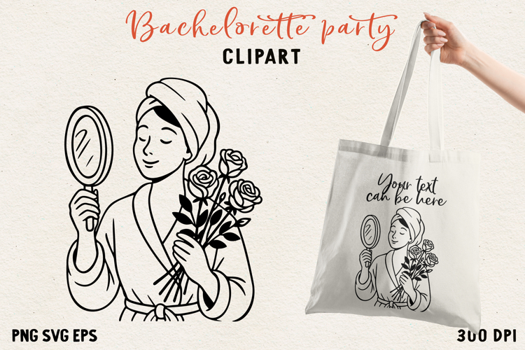 Bachelorette Party Line Art Clipart Bride SVG PNG EPS
