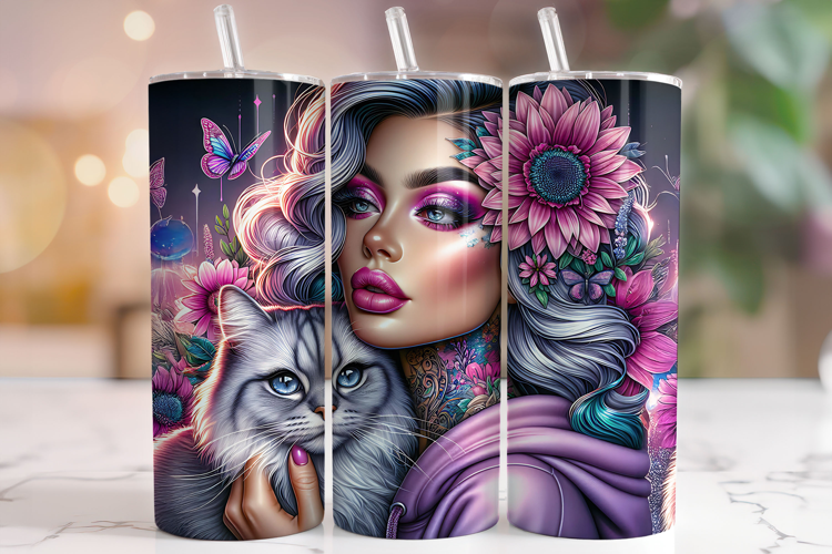 Cat Mom Tumbler Wrap, Cat Lover Tumbler Wrap, Kitten Tumbler