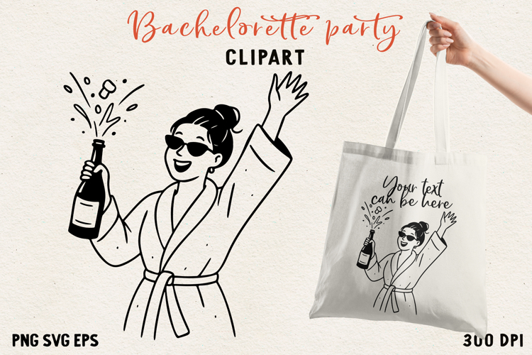 Bachelorette Party Line Art Clipart Bride SVG PNG EPS