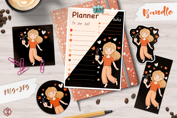 ‘Girl with Coffee’ Stationery Bundle