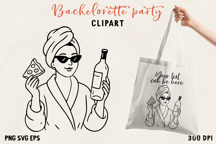 Bachelorette Party Line Art Clipart Bride SVG PNG EPS