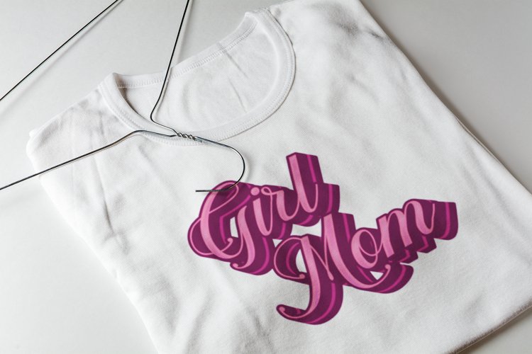 Pink 3D Girl Mom Sublimation Design example image 1