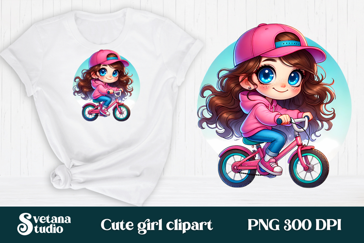 Cute pink girl clipart PNG design | Kids sublimation