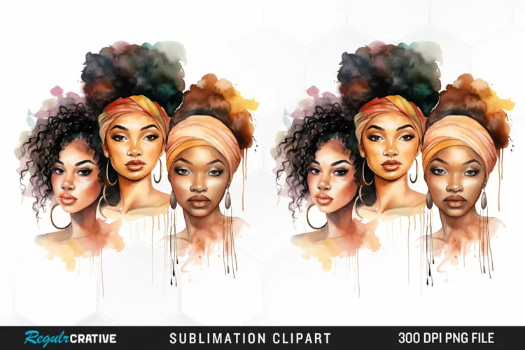 Girls Black History Month Illustration Clipart