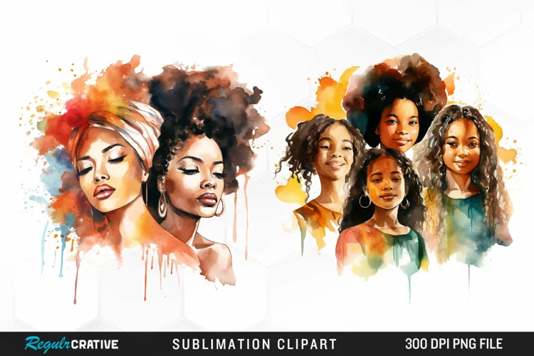 Girls Black History Month Watercolor
