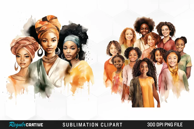 Girls Black History Month Graphics Clipart