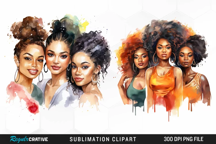 Girls Black History Month Graphic Clipart