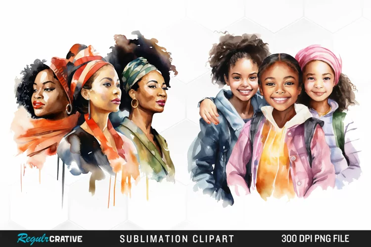 Girls Black History Month Clipart